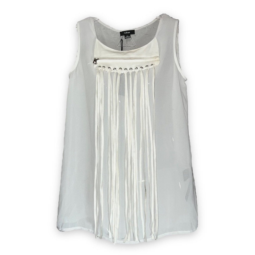 NEW Rudsak White Midwest Blouse Shirt with Suede Tassels Women’s Size Small